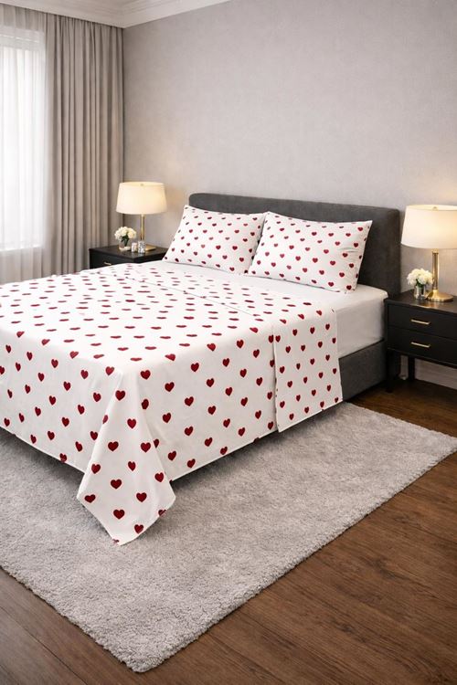 KÜÇÜK KALPLİ ÇİFT KİŞİLİK NEVRESİM TAKIMI